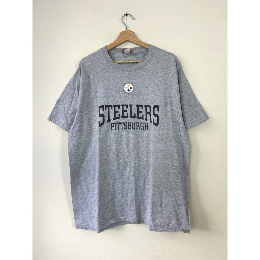 Vintage Y2K Pittsburgh Steelers Reebok‎ NFL Grey Tee Shirt